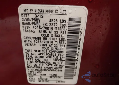 2012 Nissan Rogue S z USA, uszkodzony, nr VIN JN8AS5MVXCW403166